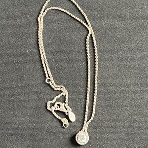 925 sterling silver necklace with Simulated Diamond Pendant